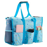 Juvale Large Utility Tote Bag with Pockets, Compartments, and Zip Top for Teachers, Nurses, Crafts, Travel Organization (Light Blue, 14.5 x 10.5 x 6 Juvale