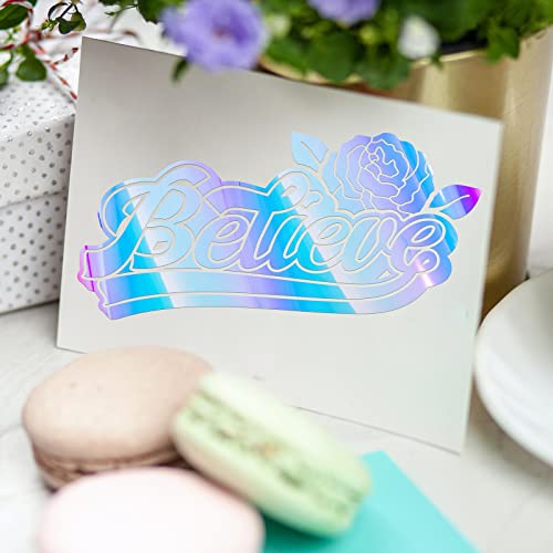 GIRAFVYINL White Holographic Opal Vinyl 12” X 10FT Permanent Adhesive Vinyl Roll for cricut,DIY Home and Car Decor,Tumbler (White) GIRAFVINYL