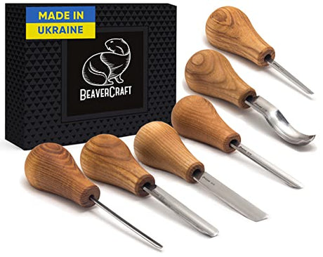 BeaverCraft Wood Carving Tools SC05 Wood Carving Kit Wood Carving Set Wood Carving Knife Woodcarving Tools Wood Carving Palm Gouges Wood Chisels BeaverCraft