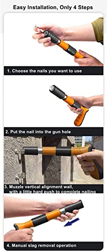 Manual Mini Steel Nail Gun 3 Gears Power Adjustable Wall Nail Guns for Ceiling/Wire Hider/Fixture Install Nail Shooting Machine Fastener Tools with