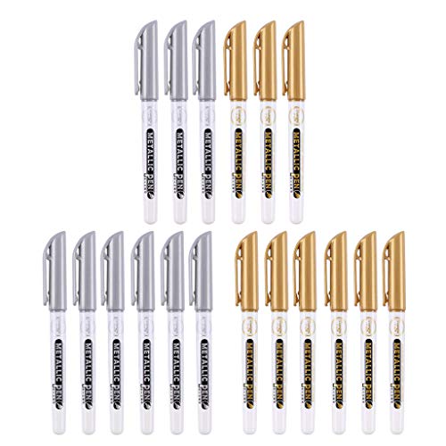 6Pc Gold Silver Epoxy Resin Drawing Pen Gold Leafing Point Pen Marker Acrylic Paint Highlights Metallic Permanent Marker Silicone Molds epoxy resin W-LOVE