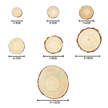 Natural Wood Slices, Unfinished Round Wooden Circles with Tree Bark, DIY Drawing Board Wood Discs Painting Ornaments for Party Decor(10pcs 3-4cm)