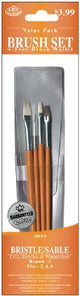 Royal & Langnickel Royal Zip N' Close Bristle and Sable Flat and Round 4-Piece Brush Set Royal & Langnickel