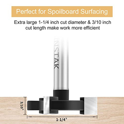 CNC Spoilboard Surfacing Router Bit 1/4 inch Shank, Extra Large 1-1/4 inch Cutting Diameter, Slab Flattening Router Bit Planing Bit Wood Planing Bit - WoodArtSupply