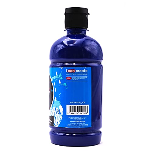 MONT MARTE Signature Phthalo Blue Paint, 16.9oz (500ml), Semi-Matte Finish, Suitable for Canvas, Wood, Fabric, Leather, Cardboard, Paper, MDF and MONT MARTE