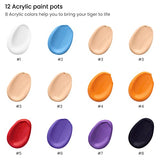 ARTEZA Paint by Numbers Kit, 12x16 Inches, 21 Pieces, Tiger Canvas Painting Kit, Canvas Panel, 12 Acrylic Paint Pots, 5 Paintbrushes, Art Supplies ARTEZA