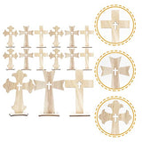 TEHAUX 30pcs Cross Wood Mini Wood Crosses Wooden Cross Shapes Blank Cross Cutouts Catholic Cross Ornament Wood clinging Cross Table top Decor TEHAUX