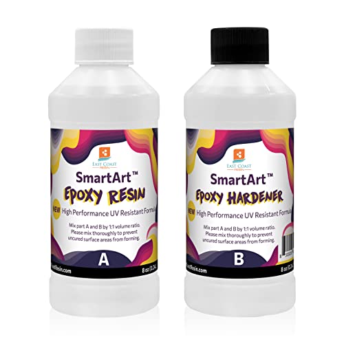 SmartArt Epoxy Resin 16 oz Kit | Easy to Use, Crystal Clear, Super Glossy, Durable, UV Resistant | for Arts & Crafts, Jewelry, Tabletops, Casting - WoodArtSupply