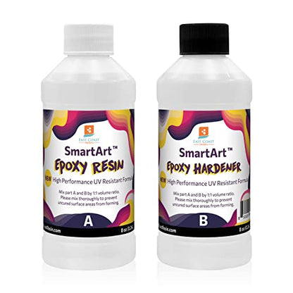 SmartArt Epoxy Resin 16 oz Kit | Easy to Use, Crystal Clear, Super Glossy, Durable, UV Resistant | for Arts & Crafts, Jewelry, Tabletops, Casting - WoodArtSupply