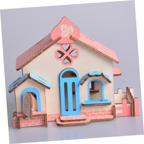 ibasenice D Puzzle 6 Pcs DIY Cabin Wooden Assembling House DIY Wooden Ornament Wooden House Toy DIY Wood Toy Child Puzzle Bamboo Model Office ibasenice