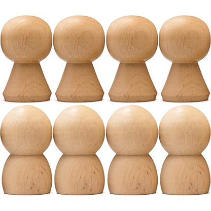 Wooden Peg Dolls Unfinished Set of 8 pcs - Wooden Dolls Peg People Family - Wooden Pegs Male and Female - Wooden Peg Family - Wooden Doll Body for