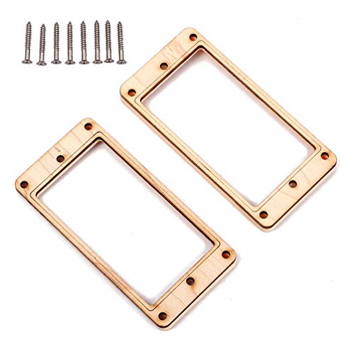 SUPVOX Pickup Frame Maple Wood Plastic Humbucker Mounting Ring with 8 Screws for Musical Instrument Guitar Bass GB305P (Golden) 2pcs - WoodArtSupply