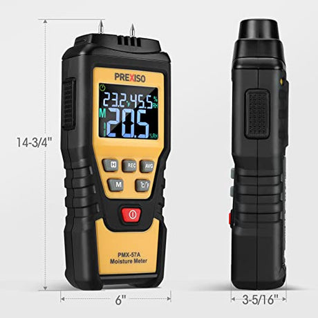 PREXISO Wood Moisture Meter - 7 in 1Digital Moisture Meter for Firewood, Woodworking, Walls, Home, Drywall, Paper, Floor - Moisture Reader, Pin-Type Prexiso