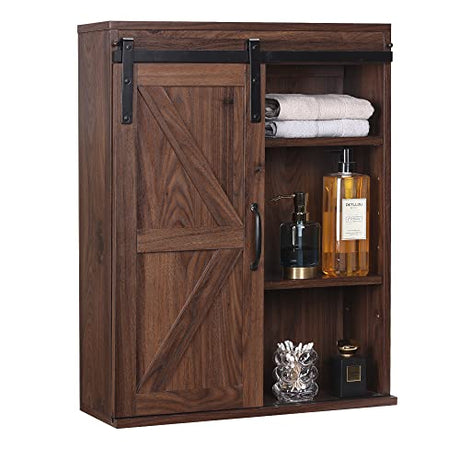 Rustown Rustic Farmhouse Wall Storage Cabinet with Sliding Barn Door RUSTOWN