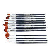 Transon 12pcs Professional Paint Brush Set for Acrylic Watercolor Gouache Ink Rock Craft Face Painting TRANSON