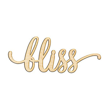 Woodums Bliss Script Word Wood Sign Home Décor Wall Art for Gallery Wall - Unfinished 12" Wide x 5" Tall