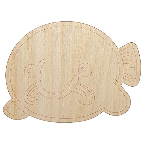 Kawaii Sad Blobfish Unfinished Wood Shape Piece Cutout for DIY Craft Projects - 1/4 Inch Thick - 6.25 Inch Size - WoodArtSupply