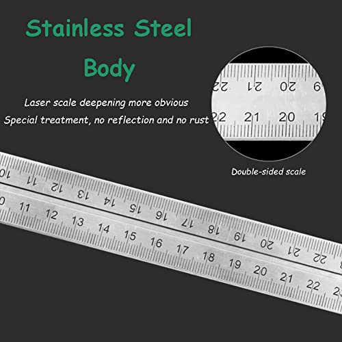 300mm (12") Combination Square Ruler, 1PC Adjustable Engineers Combination Try Square Set, Right Angle Ruler, Stainless Steel Finished Ruler, for - WoodArtSupply