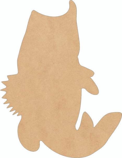 Unfinished Bass Fish Wood 16" Cutout, Paintable 1/4" MDF Fishing Shape NEXTCraft