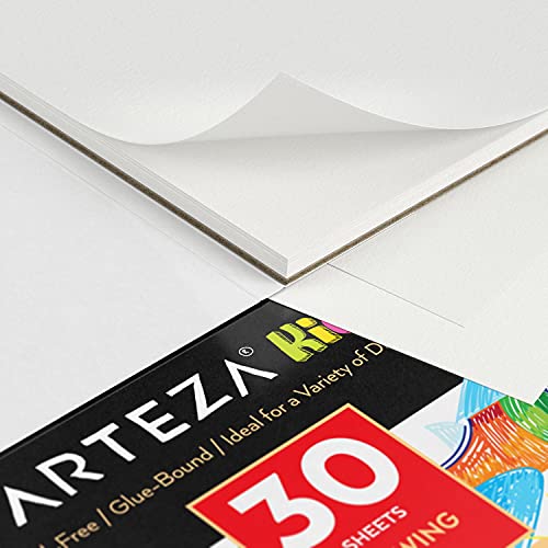 Arteza Drawing Pad for Kids, Pack of 2, 22.9 x 30.5 cm, 30 Large Sheets Each, Sketchbook for Drawing with Crayons, Coloured Pencils, & Markers