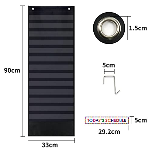 Amzoya Daily Schedule Pocket Chart. Kids Schedule Pocket Chart with 15 Dry-Eraser Cards. 13+1 Pockets. Schedule Pocket Chart for Classroom & Home Amzoya