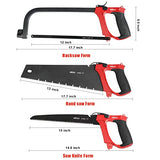 AIRAJ High-end Hacksaw Set, Universal Metal Hacksaw with 3 Different Hacksaw Blades, Best Hacksaw for Metal and Heavy Duty Hand Saw for Cutting Wood, AIRAJ