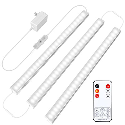Maylit Under Cabinet Lights Plug in, 3 Pcs 12 Inch Ultra Thin Under Cabinet Lighting, Super Bright Daylight White Under Counter Lights for Kitchen,
