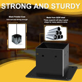 HONSREO 4x4 Post Base, 4Pcs Post Brackets (Inner Size 3.5"x3.5"), Black Powder-Coated Heavy Duty Steel Fence Post Anchor for Deck Porch Railing HONSREO