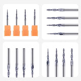 SpeTool 4Pcs/Pack Assorted R0.25~1.0 Tip 1/8" Tapered End Mill Cone Ball Nose Carbide Bit CNC Cutter for Carving Engraving SpeTool