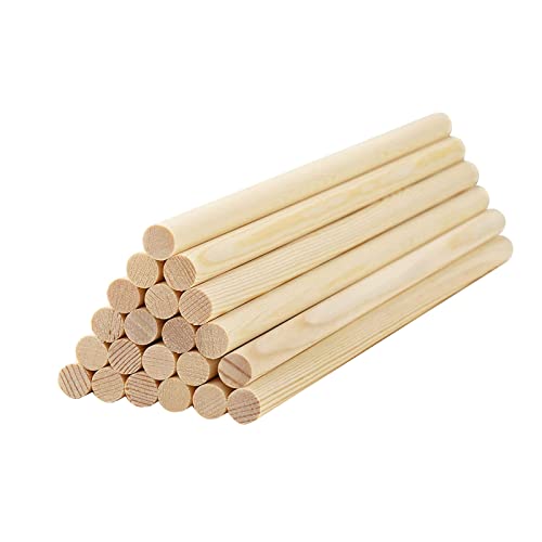 HOSSIAN Wooden Dowel Rods 20PCS Wood Sticks Wooden dowels for Crafts-Unfinished Round Hardwood Sticks HOSSIAN