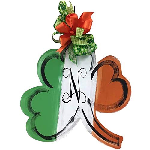 Clover Cutout Unfinished Wood St. Patrick's Day Leprechaun Door Hanger Spring Decor MDF Shape Canvas Style 1 (12") - WoodArtSupply