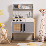 ROBOTIME Wooden Play Kitchen, Kids & Toddlers Kitchen Playset, Kids Play Kitchen Pretend Play Set with Lights & Sounds, Toy Kitchen for Ages 3+ ROBOTIME