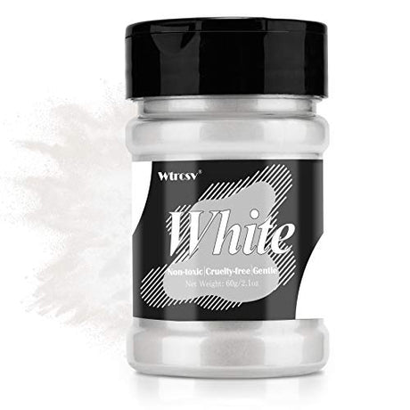White Mica Powder - 2.1 Ounces/ 60 Grams - Natural Epoxy Resin Dye –Mica Powder for Makeup, Epoxy Resin Art, Acrylic Paint, Fine Arts,Soap Making, Wtrcsv
