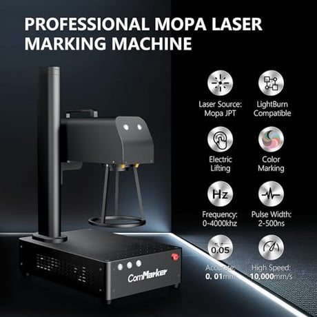 ComMarker B4 60W JPT Mopa Fiber Laser Engraving Machine,Support Lightburn Laser Engraver with 2Lens and L Protective shield,2in1 Desktop Handheld ComMarker