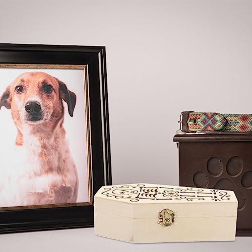 Yardwe Unfinished Wood Coffin Unfinished Wood Funeral Coffins Wooden Keepsake Urn Box Pet Cremation Urns Handcarved Decorative Memorial Urn for Yardwe
