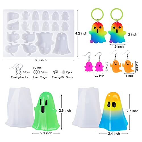 LET'S RESIN Ghost Shape Resin Earring Molds, Silicone Molds for Epoxy Resin with Earring Accessories, Jump Rings, Epoxy Resin Molds for DIY Keychain, LET'S RESIN