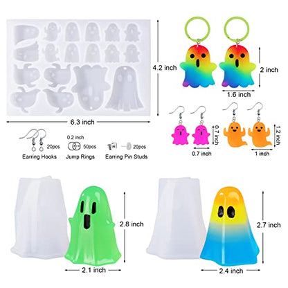 LET'S RESIN Ghost Shape Resin Earring Molds, Silicone Molds for Epoxy Resin with Earring Accessories, Jump Rings, Epoxy Resin Molds for DIY Keychain, - WoodArtSupply