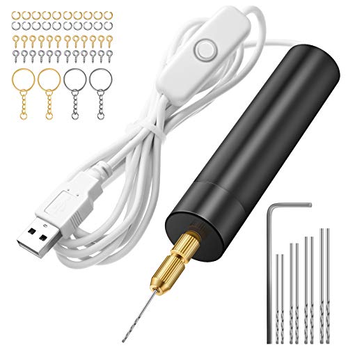 Electric Hand Drill Tools Set for Resin Casting Molds, Electrical Pin Vise Kit with 8 Pieces Drill Bits (0.8 to 1.2 mm) for Resin Plastic Wood Honoson