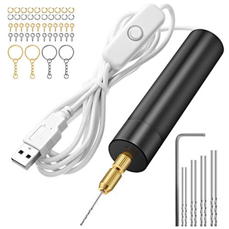 Electric Hand Drill Tools Set for Resin Casting Molds, Electrical Pin Vise Kit with 8 Pieces Drill Bits (0.8 to 1.2 mm) for Resin Plastic Wood Honoson