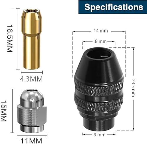 Drill Chuck Collet Set for Dremel Accessories for Dremel Drill Bits, with Quick Change Adapter and Rotary Drill Nut Tool – 1/32" to 1/8" Shank Size RHQQ