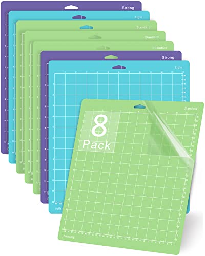 Gwybkq Cutting Mat 8 Packs for Cricut Explore One/Air/Air 2/Maker 12x12 Variety Grip Non-Slip Durable Mats Sticky (Light,Standard,Strong) Grip - WoodArtSupply