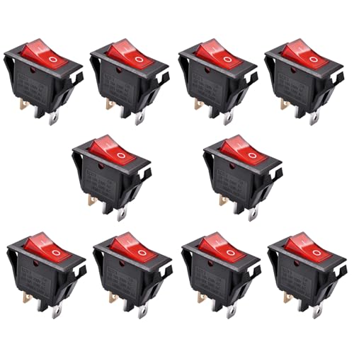 RuoFeng Red Light Boat Rocker Switch Mini On Off Switch 3 Pin 2 Position Illuminated Toggle Switch for Car Boat Popcorn Machine Bench Grinder RuoFeng