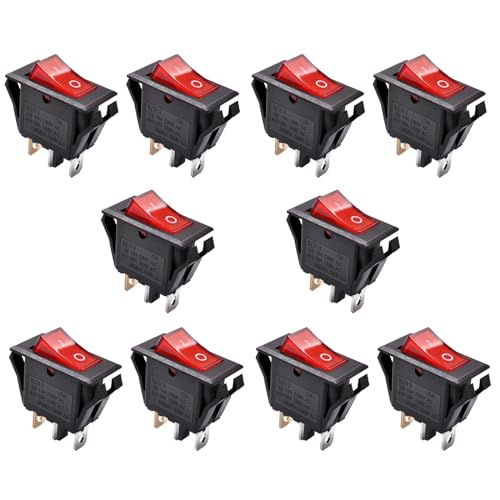 RuoFeng Red Light Boat Rocker Switch Mini On Off Switch 3 Pin 2 Position Illuminated Toggle Switch for Car Boat Popcorn Machine Bench Grinder - WoodArtSupply