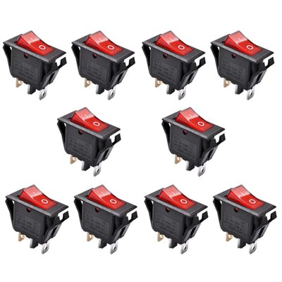 RuoFeng Red Light Boat Rocker Switch Mini On Off Switch 3 Pin 2 Position Illuminated Toggle Switch for Car Boat Popcorn Machine Bench Grinder