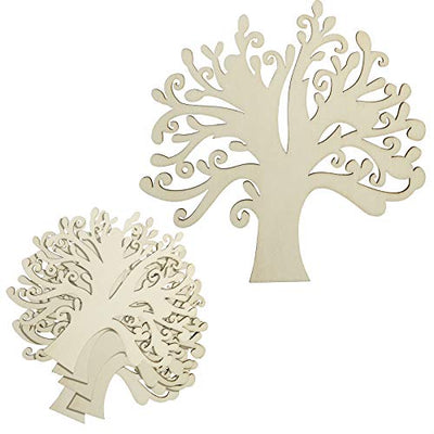 20 Pcs 5 Inches Family Tree Wood Cutout Blank Wooden Tree Shape for Crafts for Family Tree Weddings Christmas Ornaments and DIY Crafts Decoration