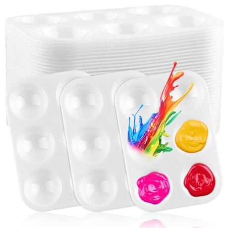 White Art Paint Tray Palette 6 Well Rectangular Watercolor Palette Paint Holder Tray Paint Tray for Student Adult Painting Party Art Painting DIY Mototo