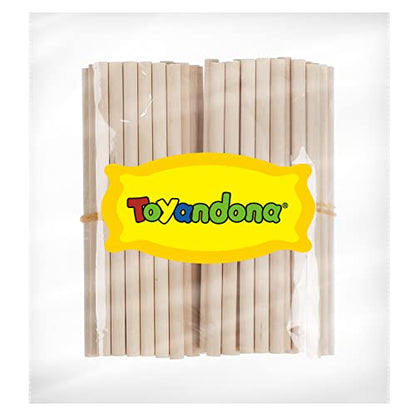 TOYANDONA 100pcs Wooden Dowel Rods, 4 x 1/5 Inch Unfinished Natural Wood Dowel Sticks for Crafts and DIY - WoodArtSupply