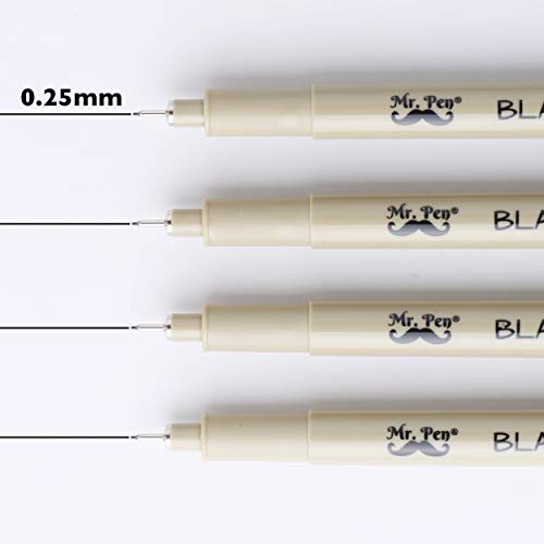 Mr. Pen- Black Fineliners, 0.25mm, 4 Pack, Bible Pens No Bleed, Fine Tip, Ultra Fine, Black Art Pens Mr. Pen