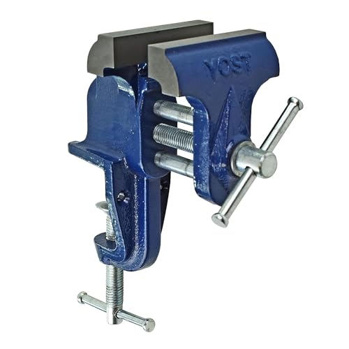 Yost Vises COV-3 Clamp-On Vise | 3 Inch Jaw Width Portable Vise | Made from Gray Iron Casting | Blue - WoodArtSupply