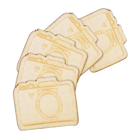 SUPVOX 20pcs Unfinished Wood Cutout Wooden Camera Shape Natural Wood Pieces for DIY Arts Crafts Projects SUPVOX